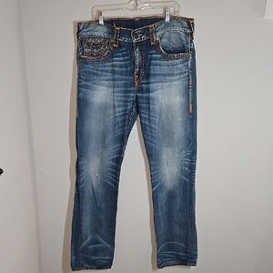 True Religion Size 38 'RICKY' Straight Leg Relaxws Fit